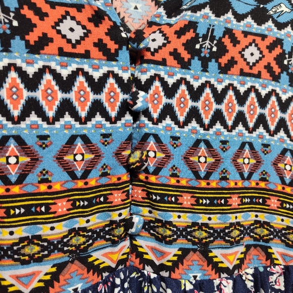 Umgee Boho Tunic Top Women's Size S Blue Floral Relaxed Fit - Picture 3 of 8